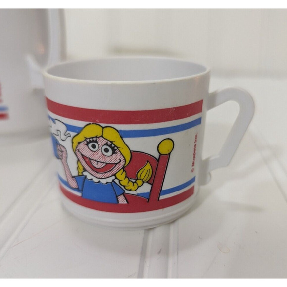 Sesame Street Vintage Muppets Tea Set Toy Plastic 6 Piece 1980’s Pretend Play - Picture 5 of 7